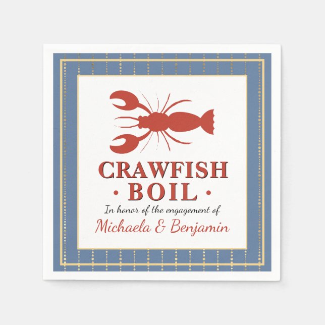 Crawfish Boil Couples Shower Engagement Party Napkin (Front)