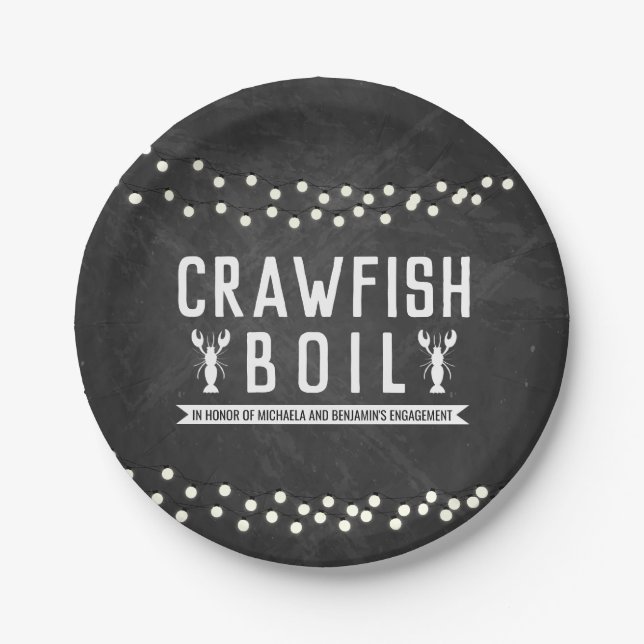 Crawfish Boil Couples Shower Engagement Party Paper Plate (Front)