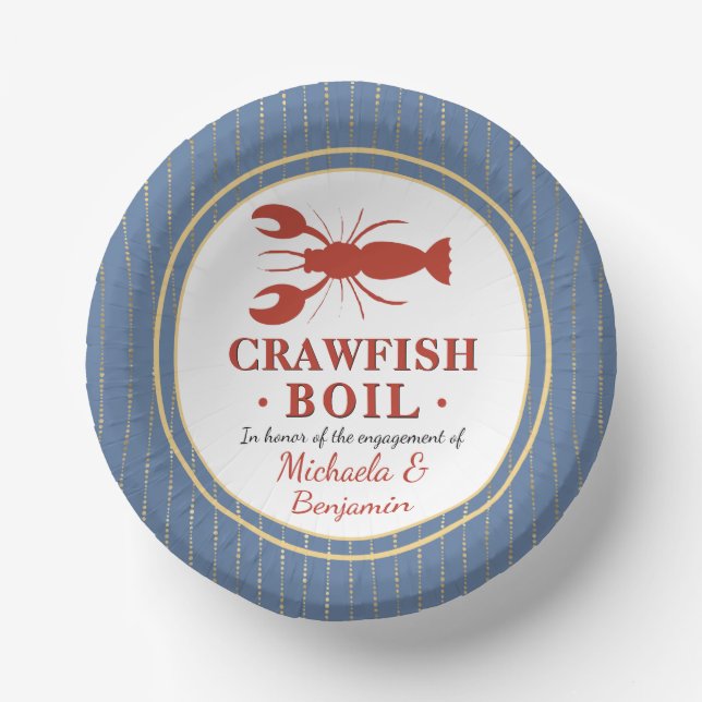 Crawfish Boil Couples Shower Engagement Party Paper Plate (Front)