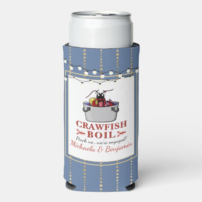 Crawfish Boil Couples Shower Engagement Party Seltzer Can Cooler (Seltzer Front)