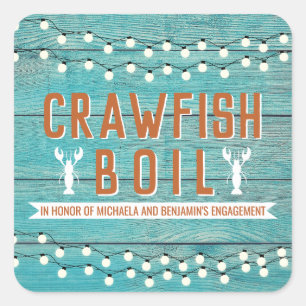 Crawfish Boil Couples Shower Engagement Party Square Sticker