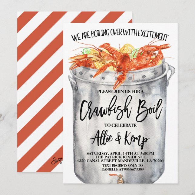 Crawfish Boil Couples Shower Invitation (Front/Back)
