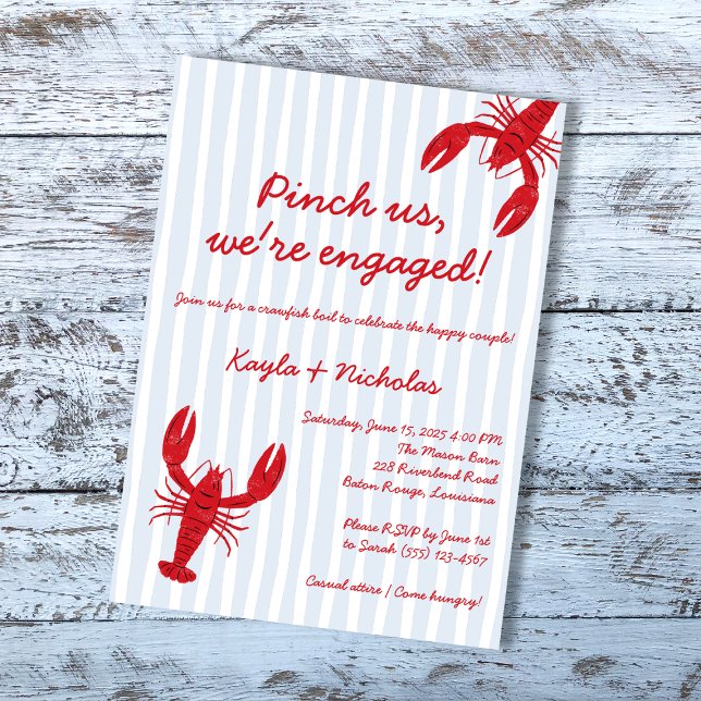 Crawfish Boil Couples Shower Pinch Us Southern Invitation (Crawfish Boil Engagement Pinch Us Southern Invitation)