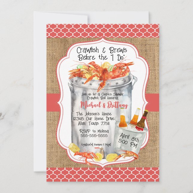 Crawfish Boil Couple's Wedding Shower Invitation (Front)
