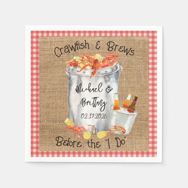 Crawfish Boil Couple's Wedding Shower Napkin (Front)