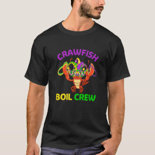 Crawfish Boil Crew Mardi Gras Jester Mask Beads Fe T-Shirt