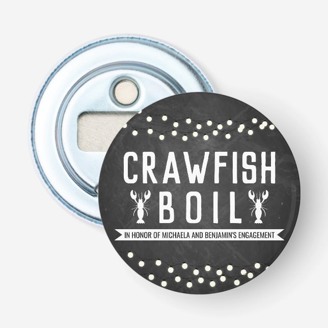Crawfish Boil Engagement Party Bottle Opener (Front)