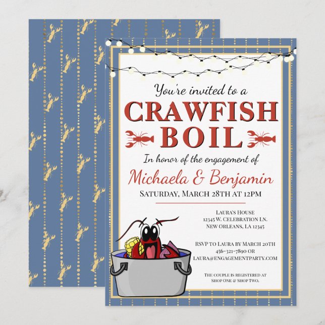 Crawfish Boil Engagement Party Couples Shower (Front/Back)