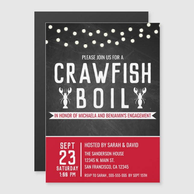 Crawfish Boil Engagement Party Couples Shower Magnetic Invitation (Front/Back)