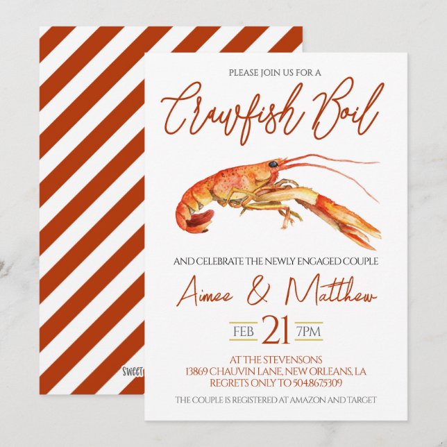 Crawfish Boil Engagement Party Invitation (Front/Back)
