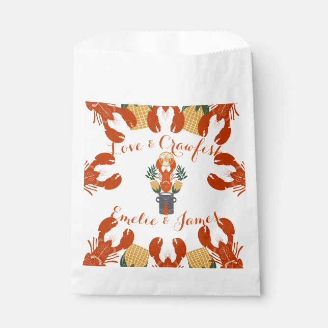 Crawfish Boil Engagement Party-Love & Crawfish Favour Bags (Front)