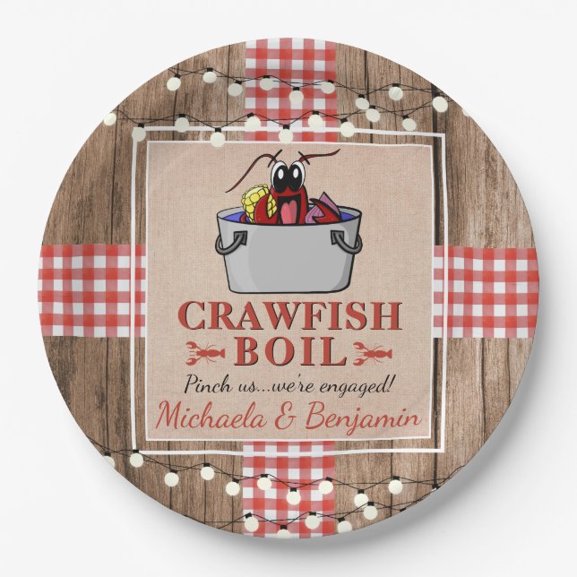 Crawfish Boil Engagement Party Paper Plate (Front)