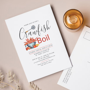 Crawfish Boil Family Cookout Reunion Seafood Party Invitation Postcard