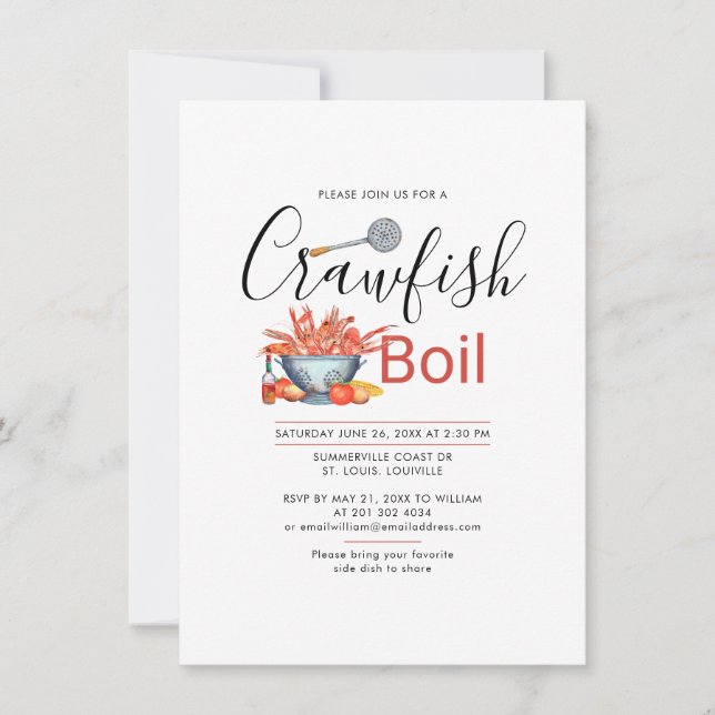 Crawfish Boil Family Reunion Summer Cookout Invitation (Front)