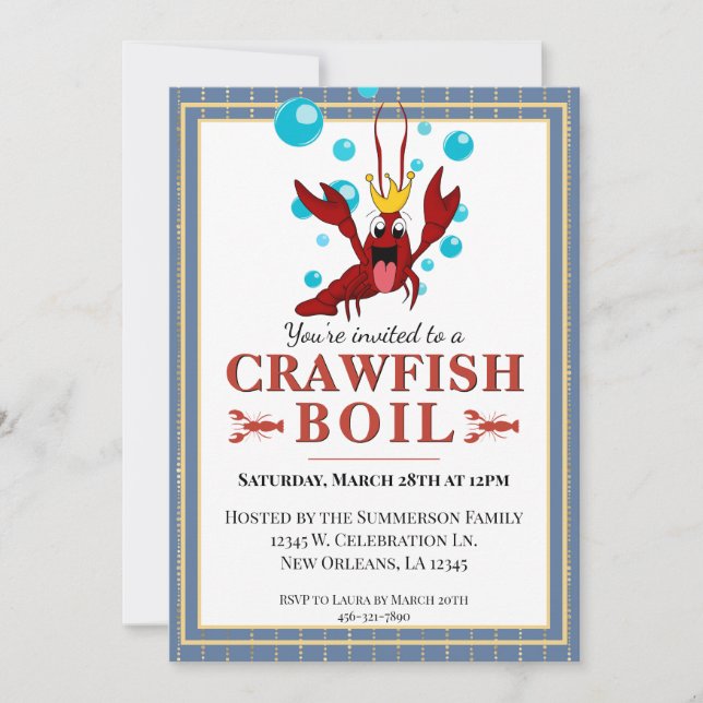 Crawfish Boil Family Summer Seafood Party Invitation (Front)