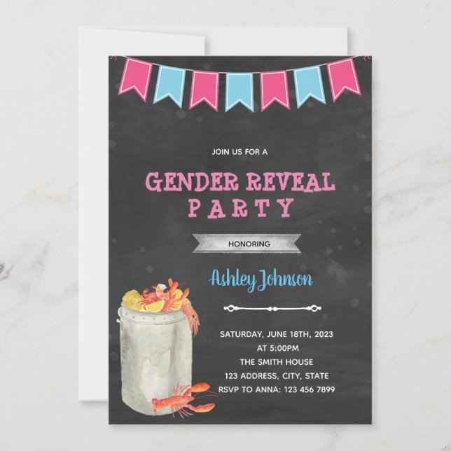 Crawfish boil gender reveal invitation (Front)