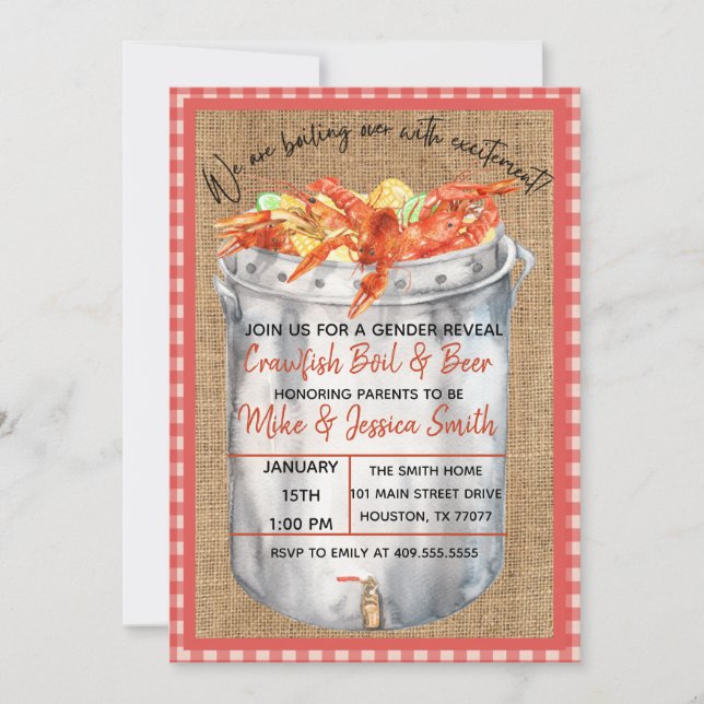 Crawfish Boil Gender Reveal Invitation (Front)