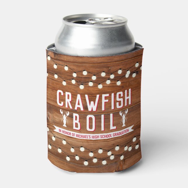 Crawfish Boil Graduation Birthday Party Can Cooler (Can Front)