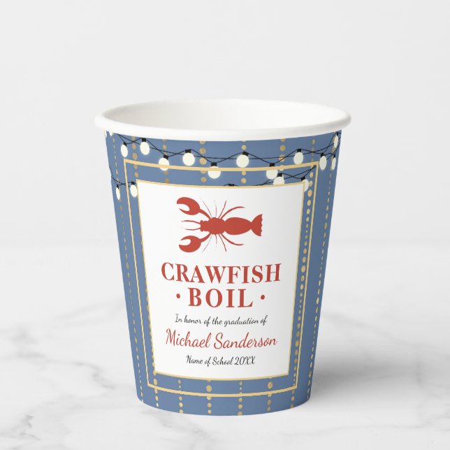 Crawfish Boil Graduation Party Paper Cups (Front)
