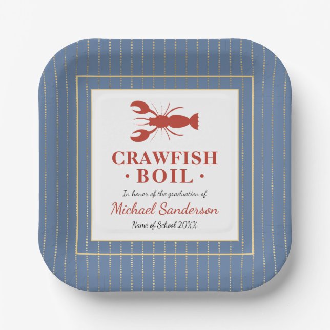 Crawfish Boil Graduation Party Paper Plate (Front)