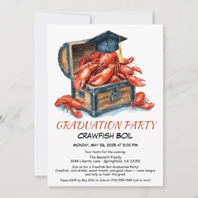 Crawfish Boil Graduation Party | Southern Style  Invitation (Front)