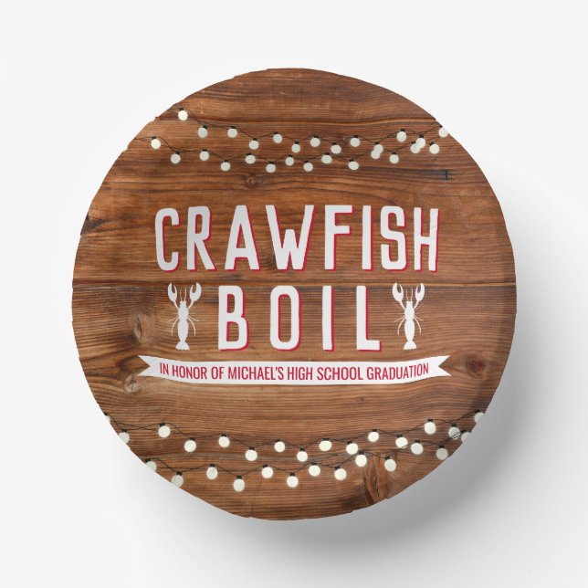 Crawfish Boil Graduation Reunion Lobster Rustic Paper Plate (Front)