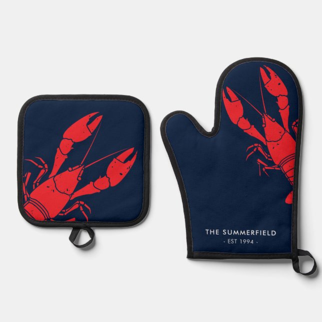 Crawfish Boil Housewarming Party Family Cookout Oven Mitt & Pot Holder Set (Front)