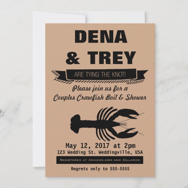 Crawfish Boil Inviation, Wedding Shower Invitation (Front)