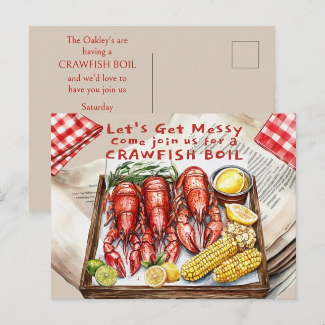 Crawfish Boil Let's Get Messy Postcard (Front/Back)