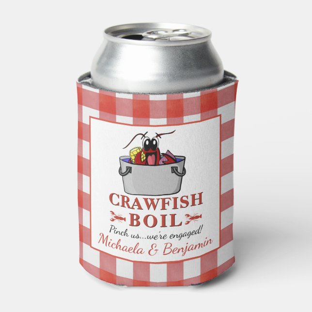 Crawfish Boil Lobster Barbecue Engagement Party Can Cooler (Can Front)