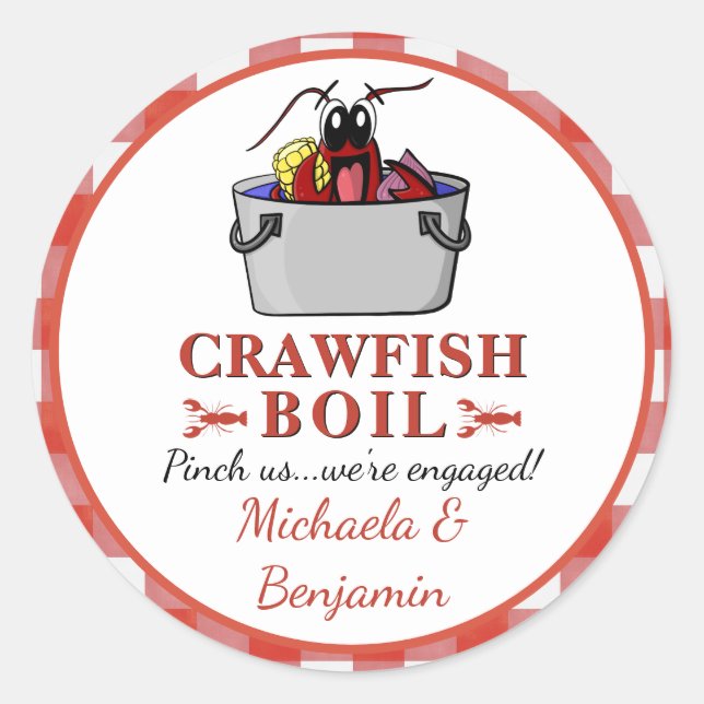 Crawfish Boil Lobster Barbecue Engagement Party Classic Round Sticker (Front)