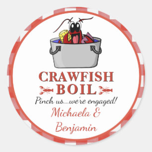 Crawfish Boil Lobster Barbecue Engagement Party Classic Round Sticker