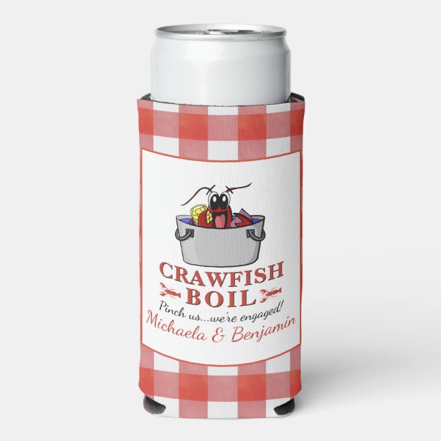 Crawfish Boil Lobster Barbecue Engagement Party Seltzer Can Cooler (Seltzer Front)