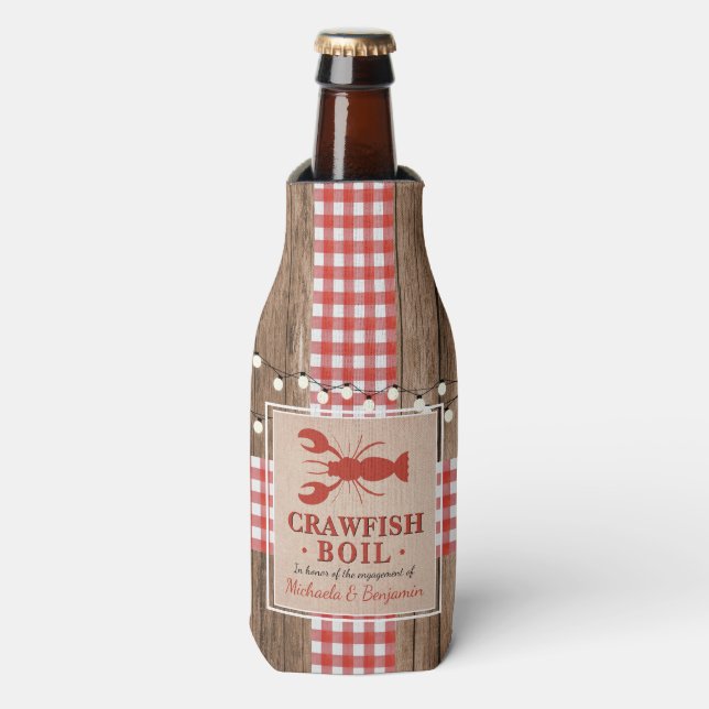Crawfish Boil Lobster Engagement Party Rustic Bottle Cooler (Bottle Front)