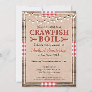 Crawfish Boil Lobster Graduation Party Rustic Invitation