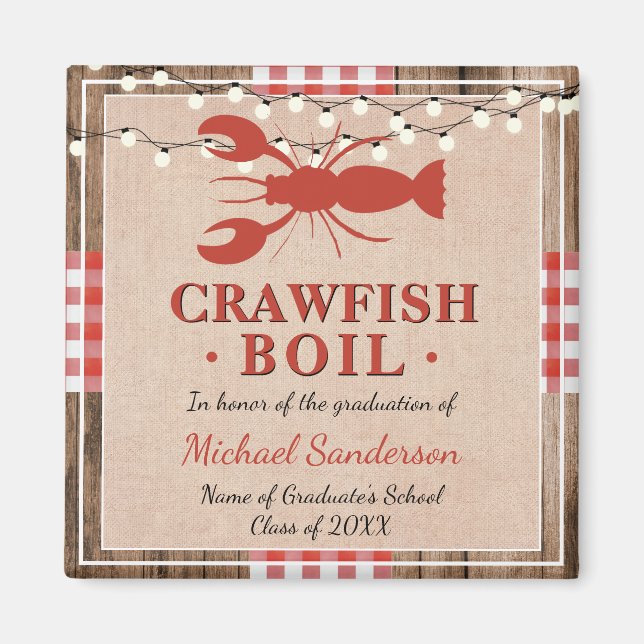 Crawfish Boil Lobster Graduation Party Rustic Magnet (Front)
