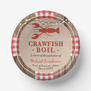 Crawfish Boil Lobster Graduation Party Rustic Paper Plate