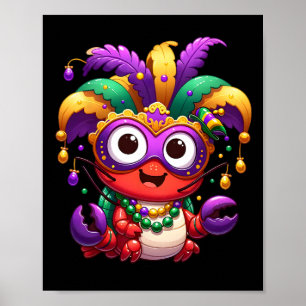 Crawfish Boil Mardi Gras Costume Masquerade Men Wo Poster
