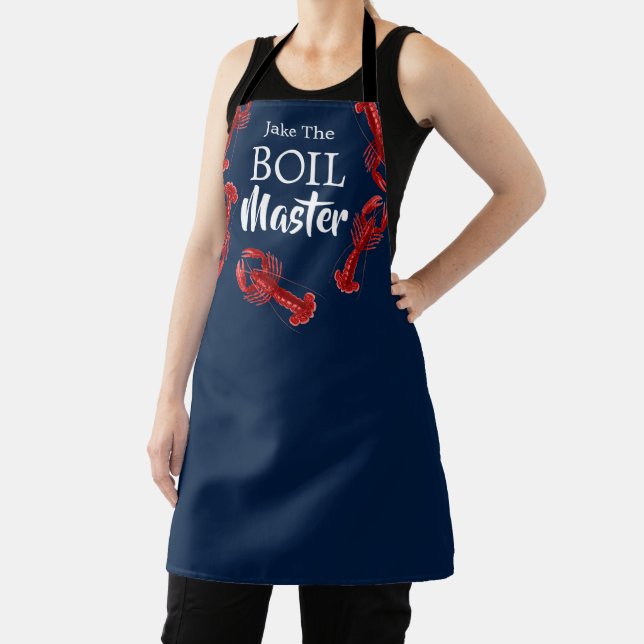 Crawfish Boil Master Dark Blue Custom Funny Chef Apron (Insitu)
