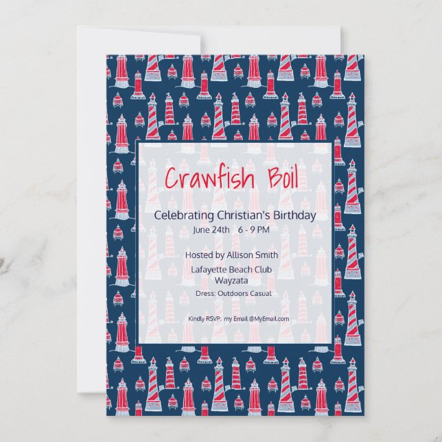Crawfish Boil or Clambake Birthday Invitation (Front)