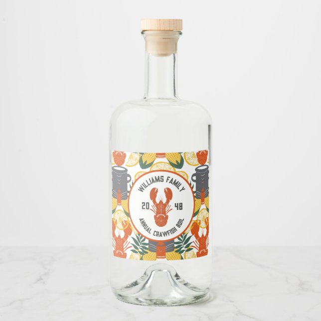 Crawfish Boil Party –Cajun Seafood Celebration Liquor Bottle Label (Front)