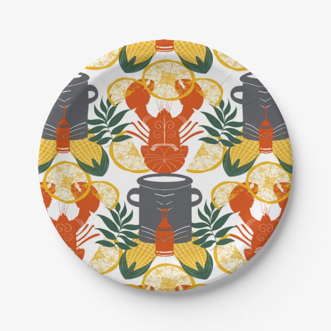Crawfish Boil Party –Cajun Seafood Celebration Paper Plate (Front)