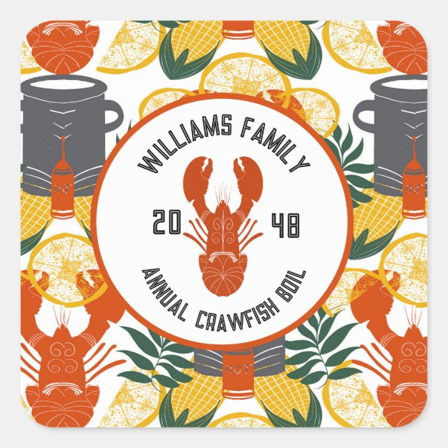 Crawfish Boil Party –Cajun Seafood Celebration Square Sticker (Front)