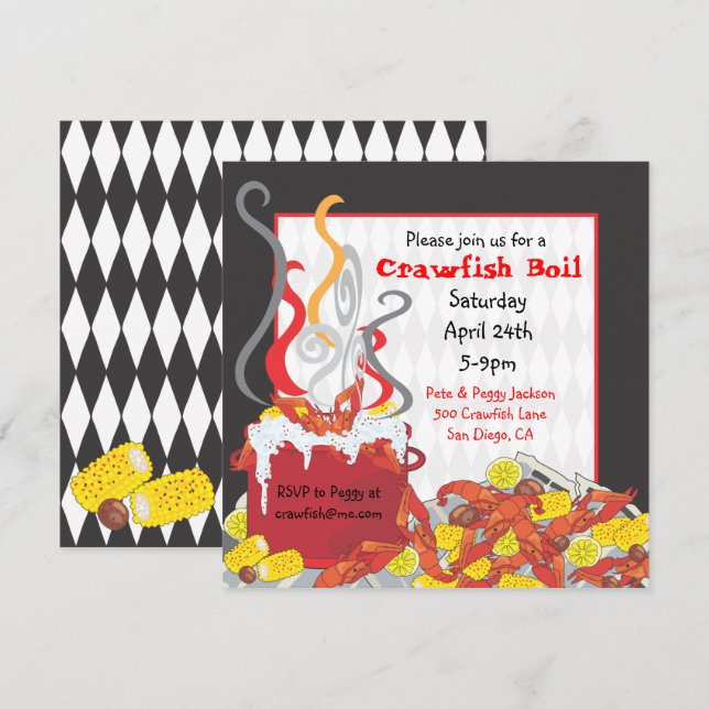 Crawfish Boil party invitation (Front/Back)
