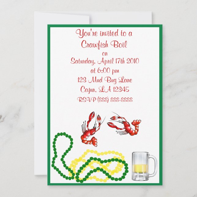 Crawfish Boil Party Invitation (Front)