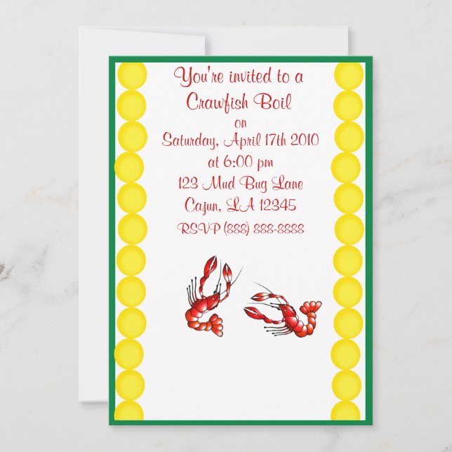 Crawfish Boil Party Invitation (Front)