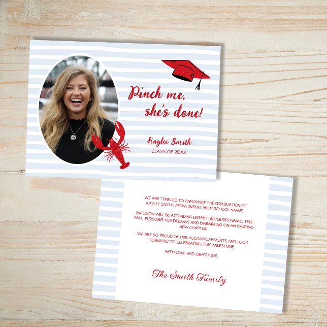 Crawfish Boil Pinch Me She's Done Grad Party  Announcement (Crawfish Boil Pinch Me She's Done Grad Party Announcement)