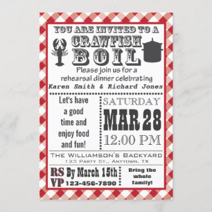 Crawfish Boil Rehearsal Dinner Party Invitation