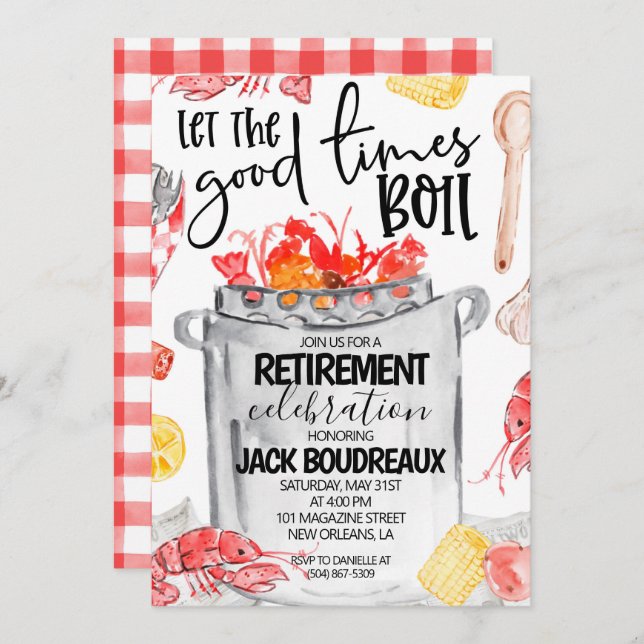 Crawfish Boil Retirement Party Invitation (Front/Back)