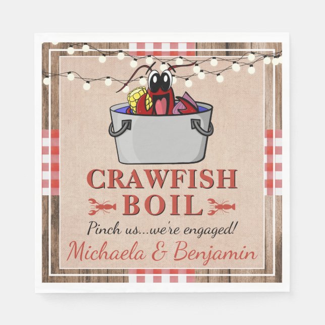 Crawfish Boil Rustic Couples Engagement Party Napkin (Front)